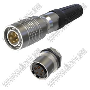YC9-5PC/YW комплект: вилка на кабель+розетка на прибор; d отв.=9мм; 5-конт.; I max=3.5А; Uном=30В
