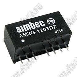 AM2G-1203DZ модульный источник питания постоянного тока (DC/DC); Uвх=9...18В; Uвых=±3,3В; Iвых=±250мА; Uпр=1000; 2,0Вт