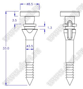 SRB-02 крепежный пистон-амортизатор для вентилятора; силикон; черный