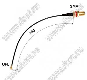 89761-3412 SMA JACK TO UFL 1.13 CABLE L=100mm кабельная сборка ВЧ