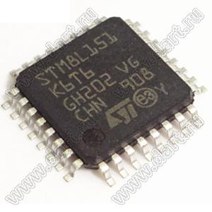 STM8L151K6T6 (LQFP-32) микроконтроллер 8-разрядный со сверхнизким энергопотреблением; F=16MHz; 30-портов I/O; FLASH 32; RAM 2; EEPROM 1килобайт; Uпит.=1,8...3,6V; Tраб. -40…+85°C
