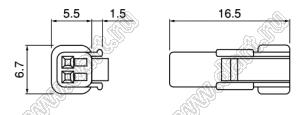 02R-JWPF-VSLE-S корпус розетки на провод; шаг 2,00мм; 2-конт.; полибутиентерефталат, цвет натуральный