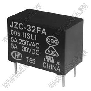 JZC-32FA/005-ZS3(555) реле электромагнитное; Uкат.=5В; Iконт.=3А; контакты 1С (на переключение)