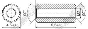 BL-CHS-2.0 втулка резьбовая закладная; L=5,5мм; D=4,5мм; М2*0,4; латунь