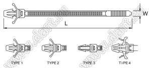 GTP-130M (Type 1) стяжка кабельная с защелкой в панель; L=130мм; натуральный