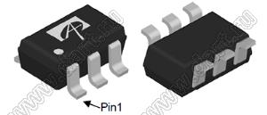 AO7801 (SC70-6L) сборка два полевых SMD транзистора с изолированными затворами; P-канал/P-канал; Uси=-20В; Iс=-0,6мА