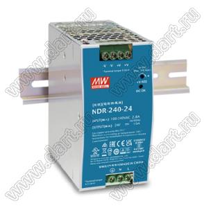 NDR-240-24 источник питания на DIN-рельс; 90~132VAC/180~264VAC, 255~373VDC; 12V; 0~10A; 240W