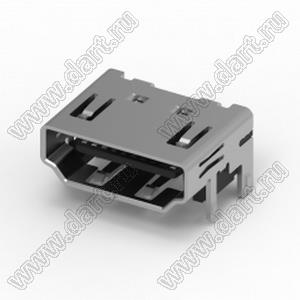 206A-SEAN-R03 разъем HDMI, розетка, тип A, прямоугольный, SMT, 15u"