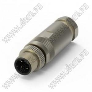 216D-04MF0 разъем M12 (код D), вилка, для установки на месте; 4-конт.; 250В; 4А; IP X7 216D-04MF0 разъем M12 (код D), вилка, для установки на месте; 4-конт.; 250В; 4А; IP X7